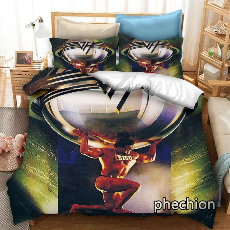 

phechion Van Halen Band 3D Print Bedding Set Duvet Covers Pillowcases One Piece Comforter Bedding Sets Bedclothes Bed K546