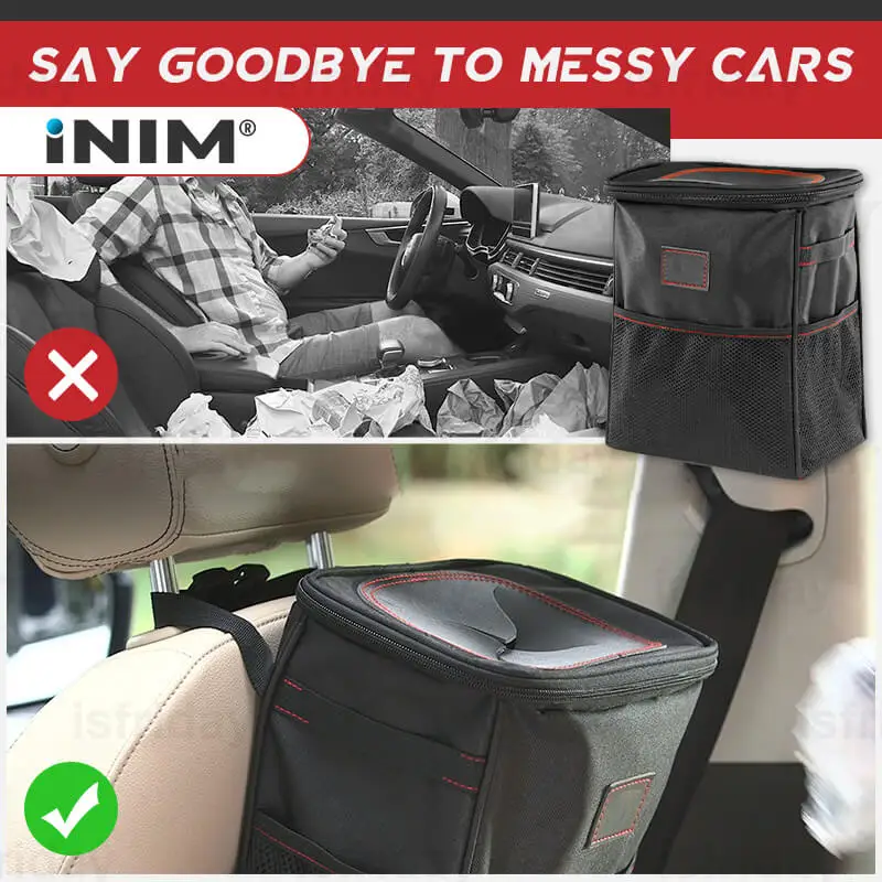 Car Trash Can with Lid Car Trash Bag Seat Back Hanging Storage Pockets  Collapsible Portable Automobile Garbage Bin Oxford Cloth - AliExpress