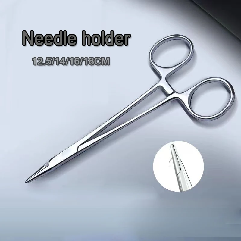 12.5/14/16/18cm Stainless Steel Surgical Handle Needle Clamp Suture Needle Holder Forceps farm Animal Veterinary Instruments 2