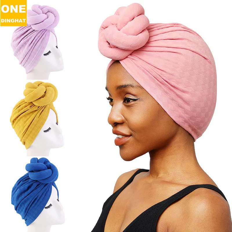 Women Large Flower Stretch Turban Headwrap Beanie Hat Wedding Party Headwear Ladies Turbante Mujer Bandanas Chemo Cap Head Cover women winter knit hat warm messy high bun ponytail visor beanie cap high messy warm stretch cable knit winter visor beanie cap