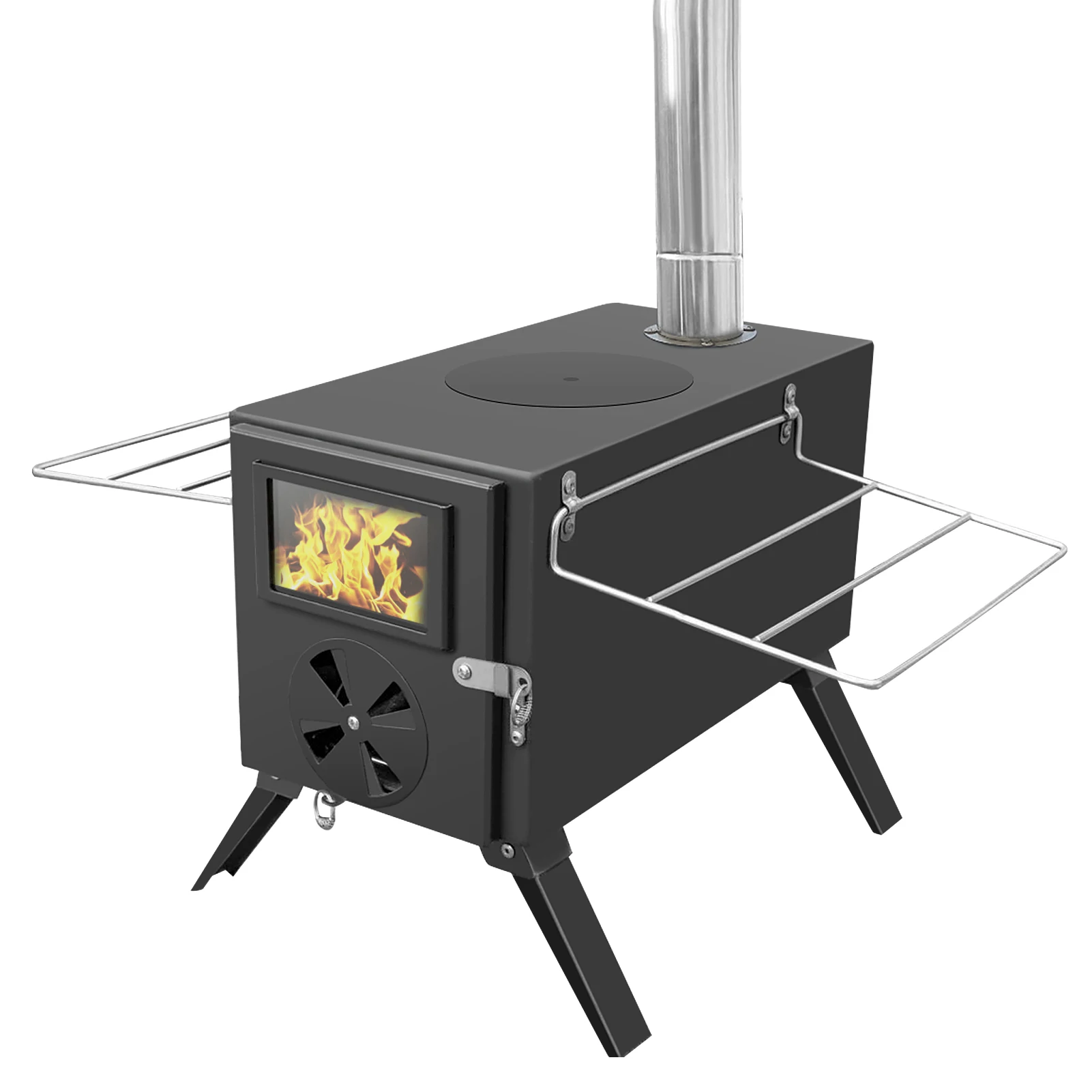 

Camping Portable Wood Burning Stove Multifunctional Firewood Burner with Detachable Chimney Outdoor Camping Tent Firewood Stoves