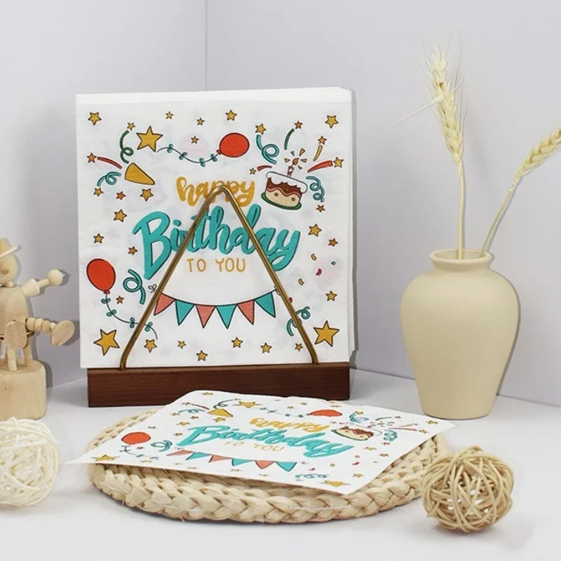 Printed Napkins Hotel Western Restaurant Party Decoration Tissue Paper Virgin Wood Pulp Mother & Baby Available Happy Birthday