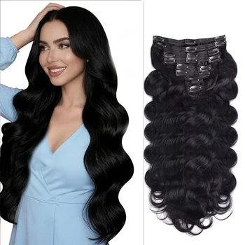 Body Wave Seamless Clip In Real Human Hair Extensions 8PC/Set Natural Brazilian Remy Hair Clip In Extension Full Head 16-32inch