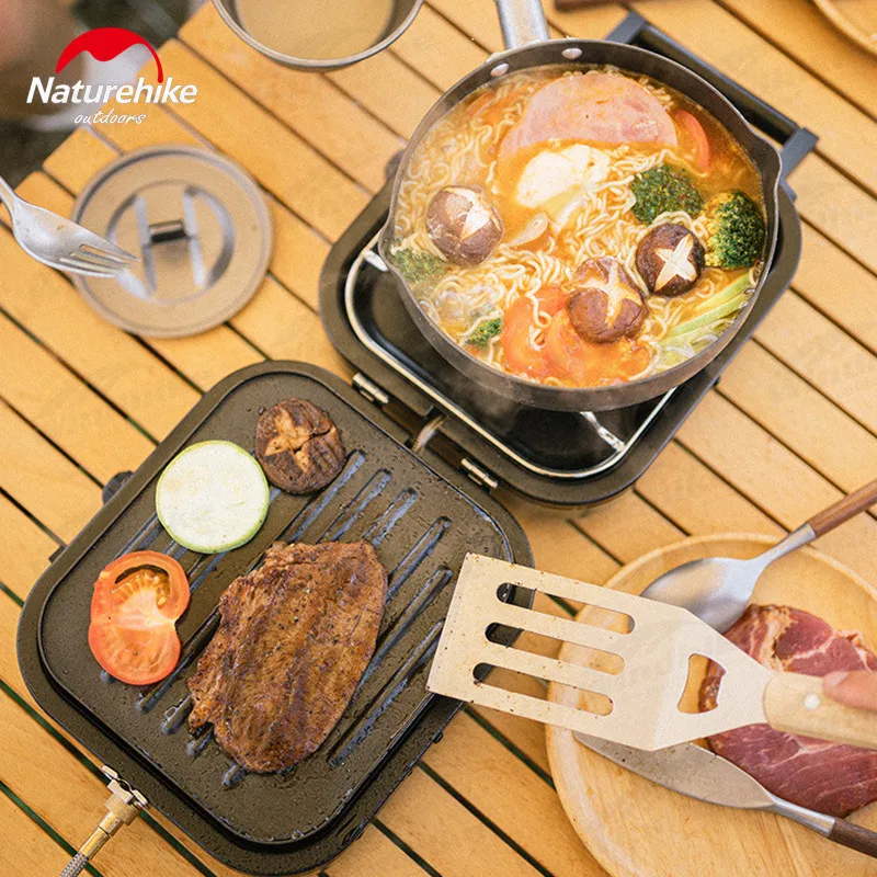 Naturehike Camping Iron Large Baking Pan Portable Non Stick BBQ Iron Plate  Picnic Outdoor Cooking Tableware Frying Pan Party