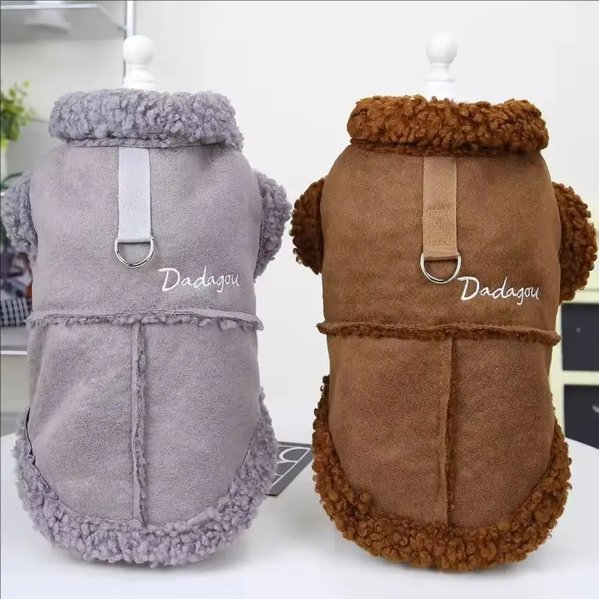 Britischer Stil Hundejacke Lammfleece Winter Warme Hundekleidung für kleine Hunde Welpenkostüm Chihuahua Mantel Haustier Mops Yorkie Outfits – Detail 2
