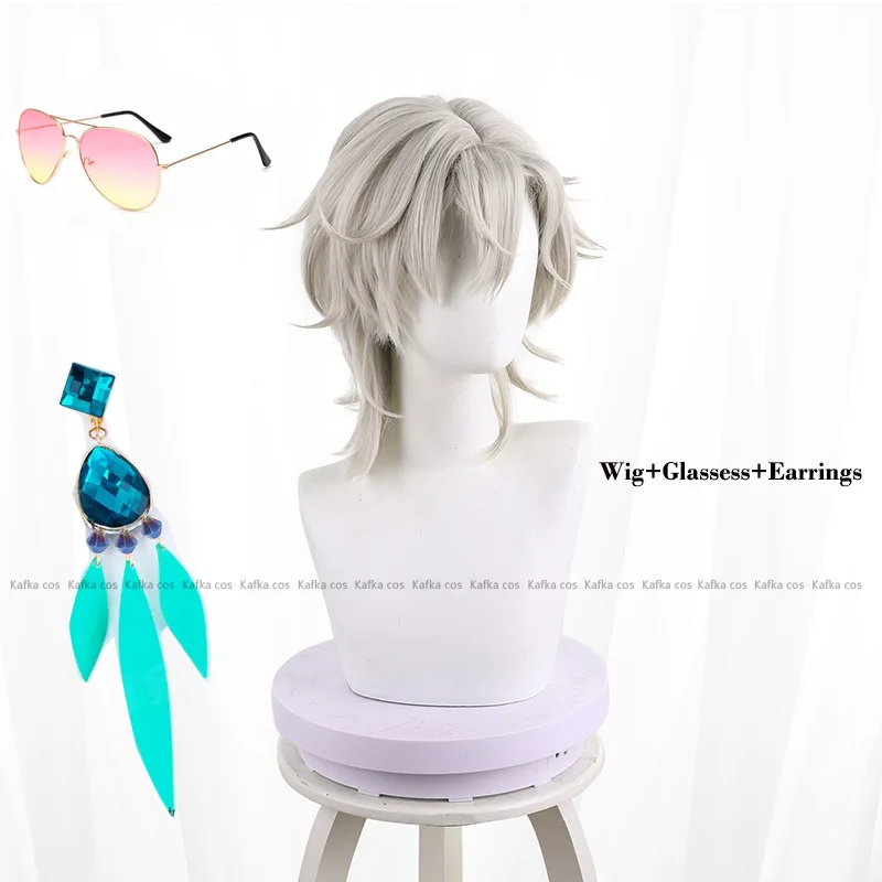 Honkai Star Rail Aventurine Cosplay Wig Prop Sunglasses Earrings Bracelet Ring Dice Chip Role Play Halloween Men Women - Kostümset 6