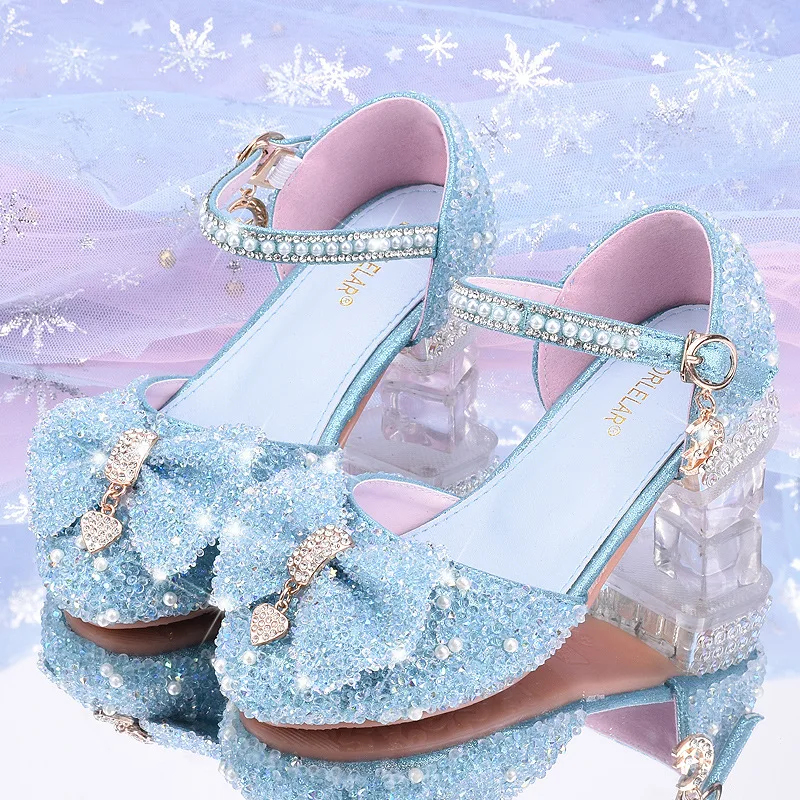 Chaussures Princesse Scintillantes Bleu Paillettes & Perles
