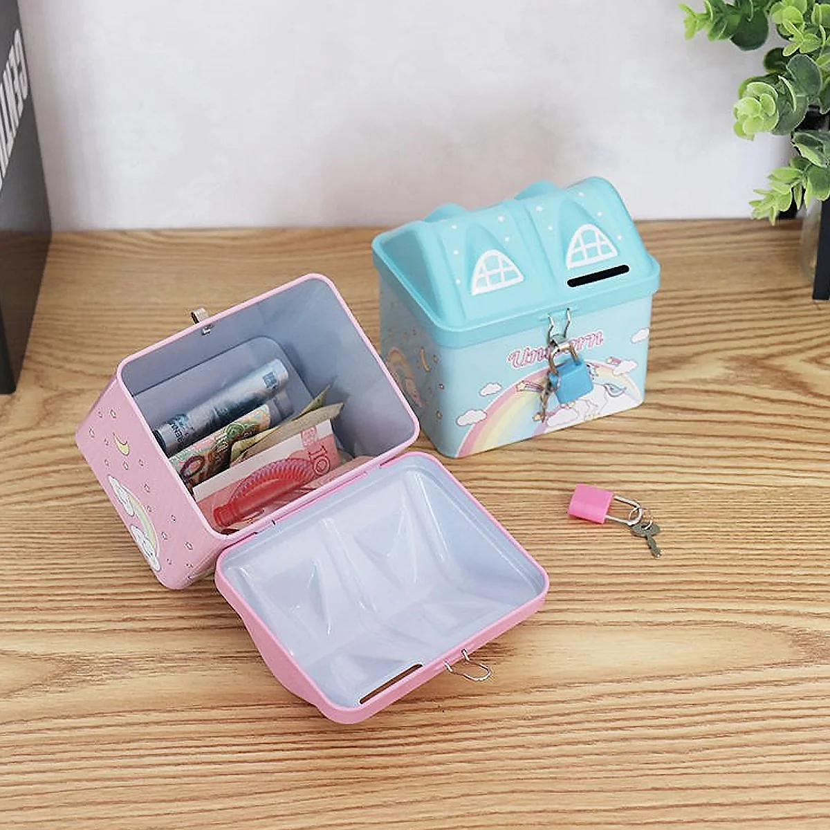 NAMOARLY Tirelire pour Enfants Tirelire en métal Tirelire compacte Adulte  Pot économe Compact Fournitures pour la Maison cotillons Ménage pièce de