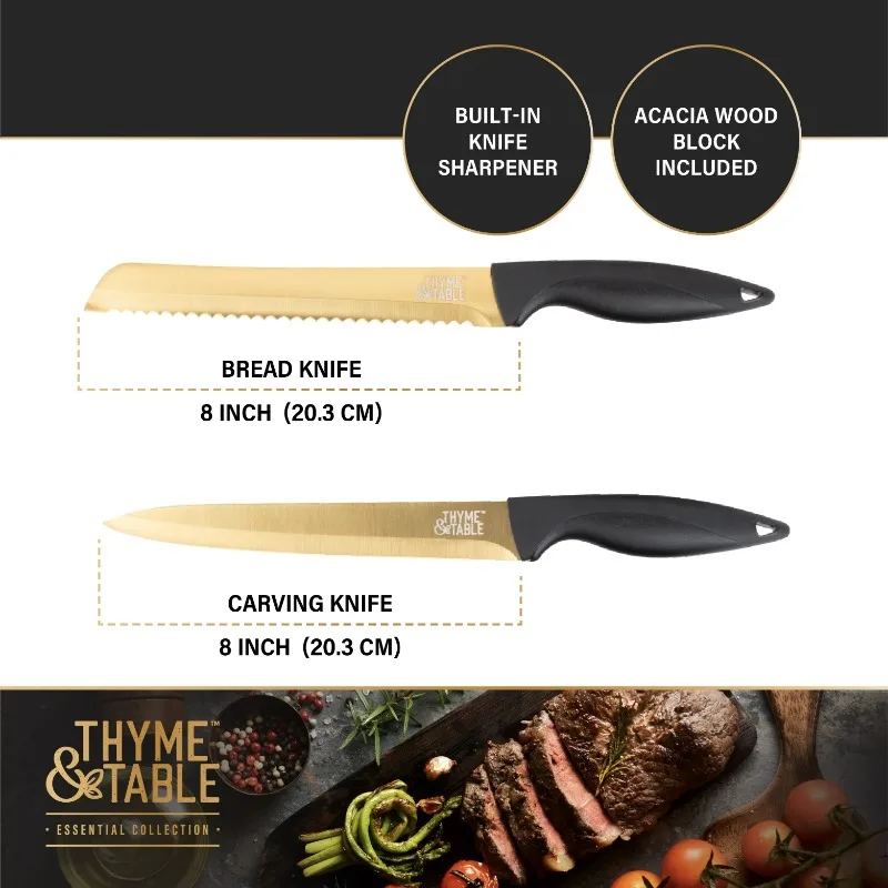 Thyme & Table 15-Piece Knife Block Set - AliExpress