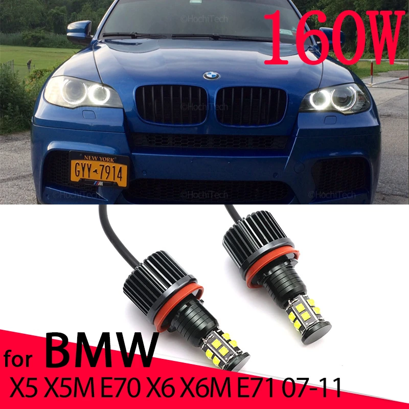 

Angel Eyes LED Halo Marker Lights Bulb Replace For BMW X5 X5M E70 X6 X6M E71 2007-2011 Daytime light 160W 6000K White color DRL