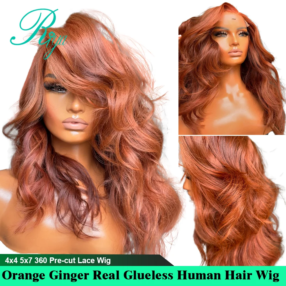 Loose Wave Orange Ginger Color Wig 360 Full Lace Glueless Wig Body Wave 4x4 5x7 Pre-cut Lace For Black Women Human Hair