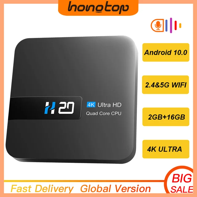 HONGTOP H20 Smart TV Box Android 10.0 2GB 16GB 4K HD H.265 Media Player TV  Box Android 3D Play Store Very Fast 1080P Set Top Box