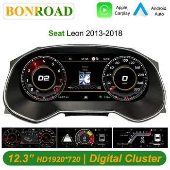 Panel de Instrumentos Digital LCD Bonroad de 12.3'' para VW Seat Leon 2013-2018, Velocímetro con Soporte para Carplay 1