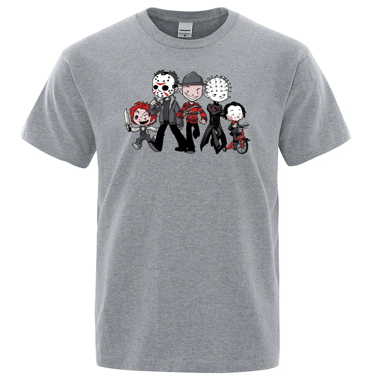 

Summer Cotton short sleeve men's T Shirt Maniac Park Horror Movie Theme Park Jason Clown Saw Halloween Funny Artsy Men Tops Tees