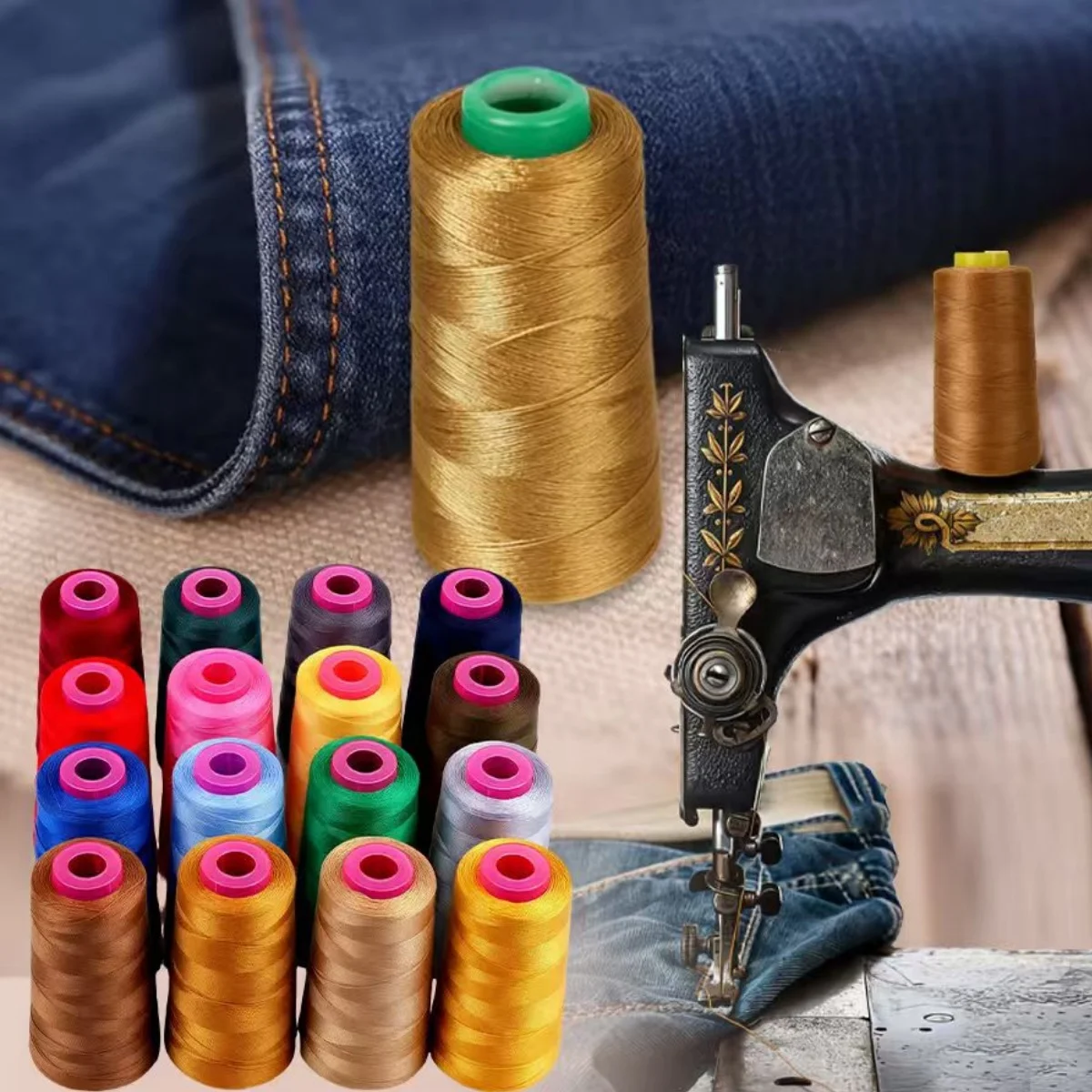Sewing Thread 1300yards 203 Thick Strong Upholstery Jeans Button Polyester Canvas Household Sewing Supplies