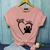 Women's New Fashion Dog Mom Heart Pattern Printed T-Shirt Cute Dog Paw Print Short Sleeve Shirt Dog Lovers T-Shirt Tops 1