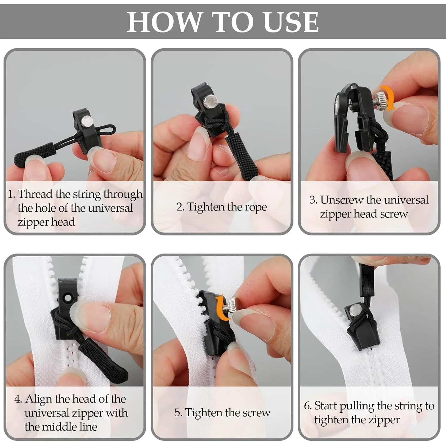 Description Picture 3 of item1/30pcs Zipper Repair Kit Universal Instant Replacement Sliding Teeth Rescue Zipper Head Slider Sewing Supplies and Accessories