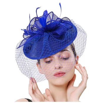 Belinda Bow Mesh Headdress – Royal Blue