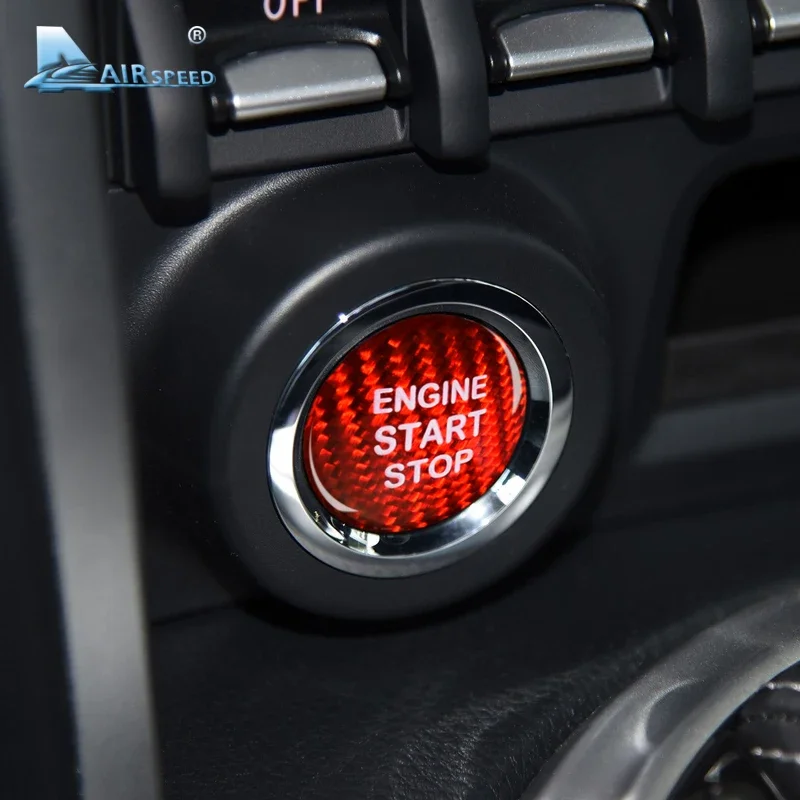 Start Engine Sticker Real Hard Carbon Fiber Car Engine Start Button Sticker Interior for ...
