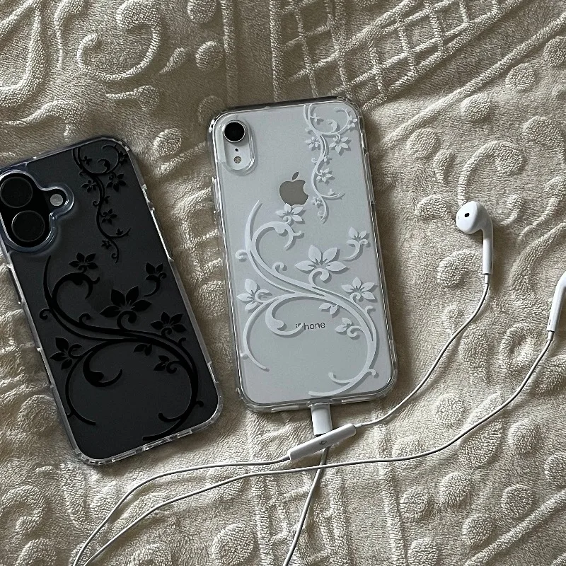 Elegant Art Flower Shockproof Transparent Phone Case Cover