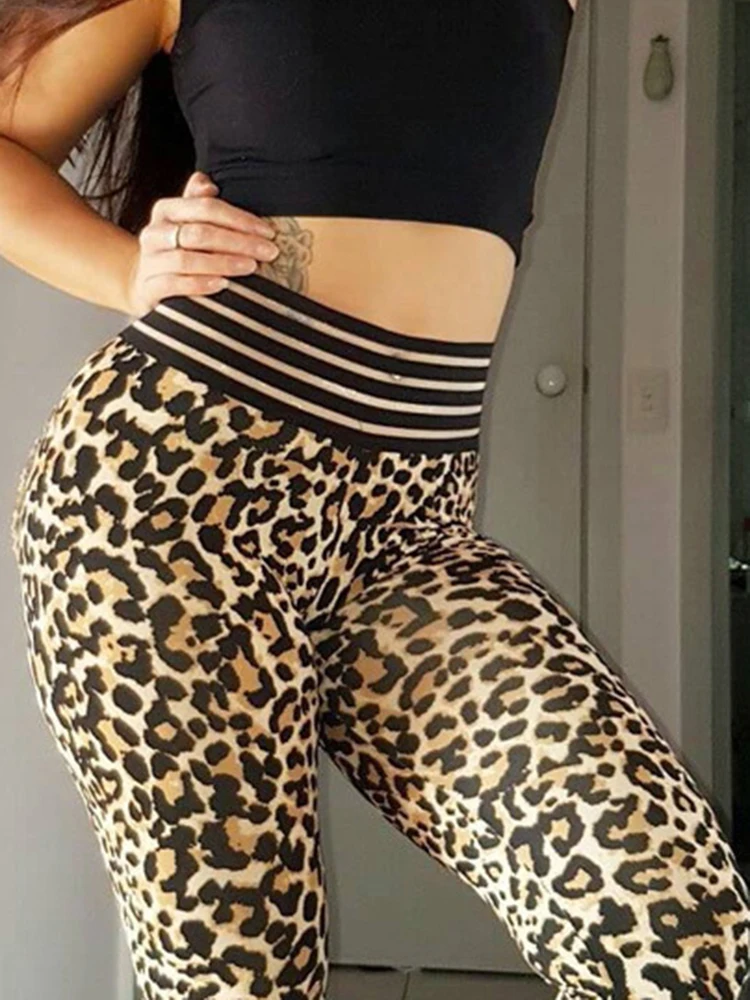 

Sports Leggins New Leopard Printed Workout Yoga Pants Fitness Leggings Women Gym Exercise Running High Waist Tights