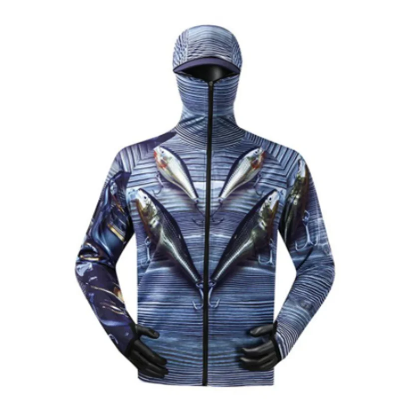 

Hoodies With Zipper And Mask Long Sleeve Fishing Jerseys Quick Drying Sun Protection Fishing Shirt Newest Men's Fishing Clothing