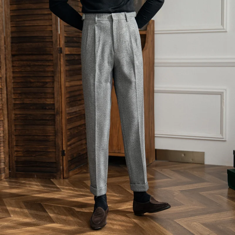 2022 High Quality Trouser Pant For Man Office Trouser Men Business Casual Pant British Social Club Outfits Pantalones Hombre 5