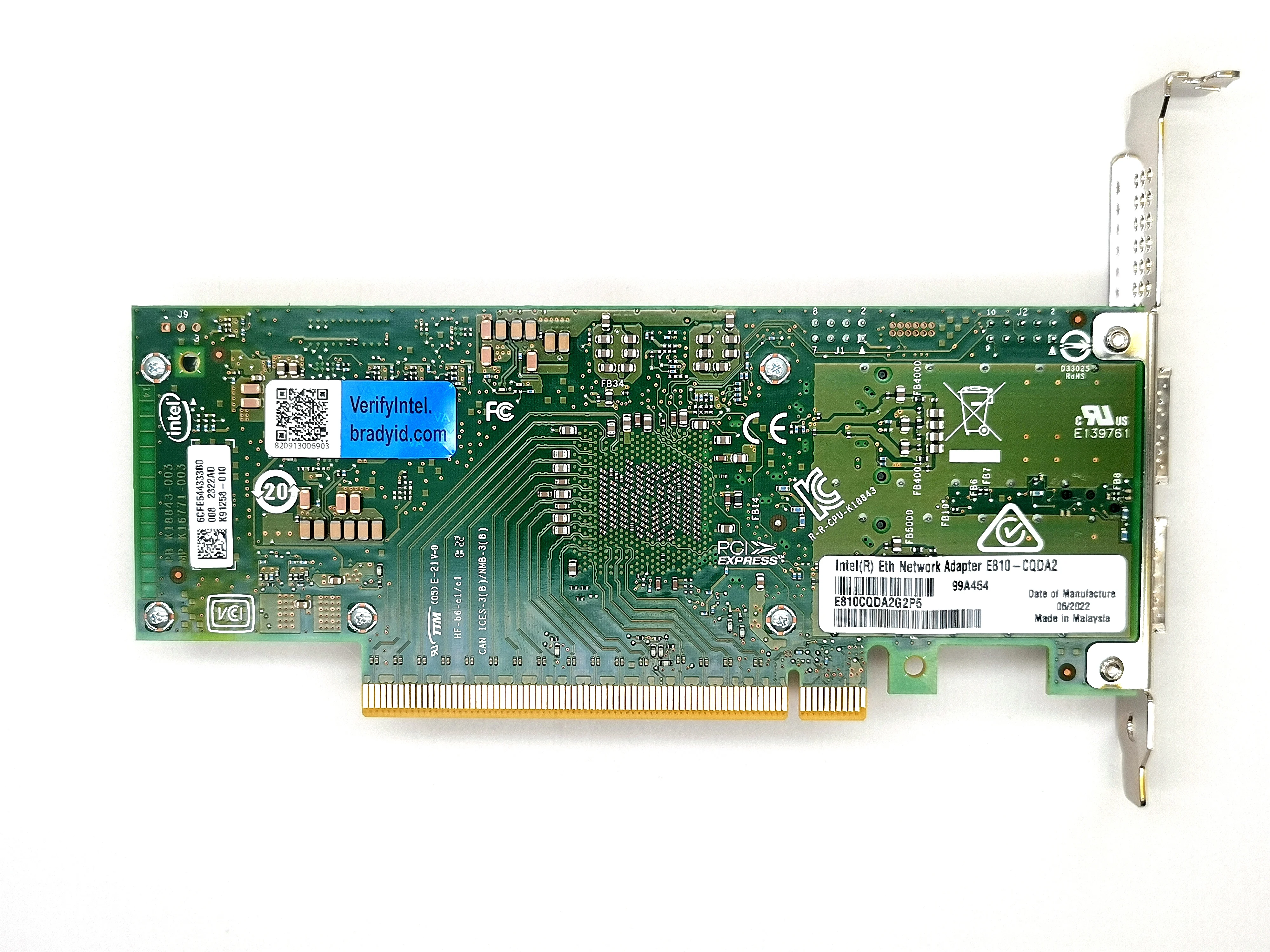 100GbE Dual QSFP28 Ports Converged Network Card Intel E810