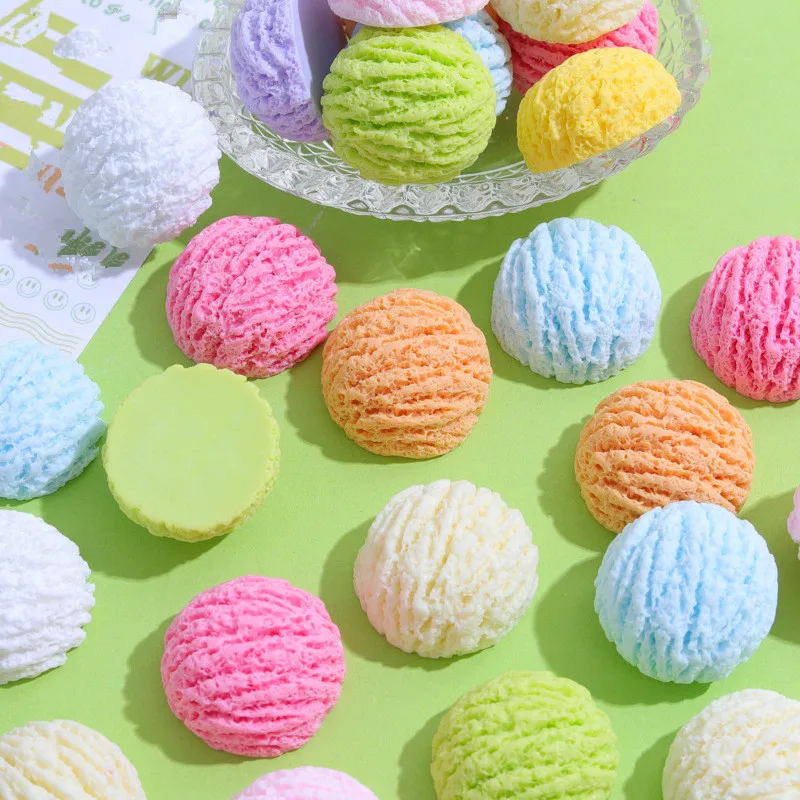 

10Pcs Candy Color Ice Cream The Ball DIY Barrette Icebox Mobile Phone Case Decoration Materials Cream Glue Flat Back Resin