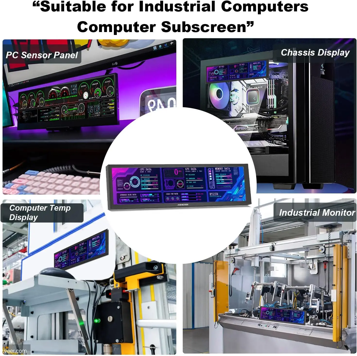 8.8 Inch PC Temperature Display PC Panel Display Computer IPS Mini Screen AIDA64 CPU RAM Temperature Computer Secondary Screen