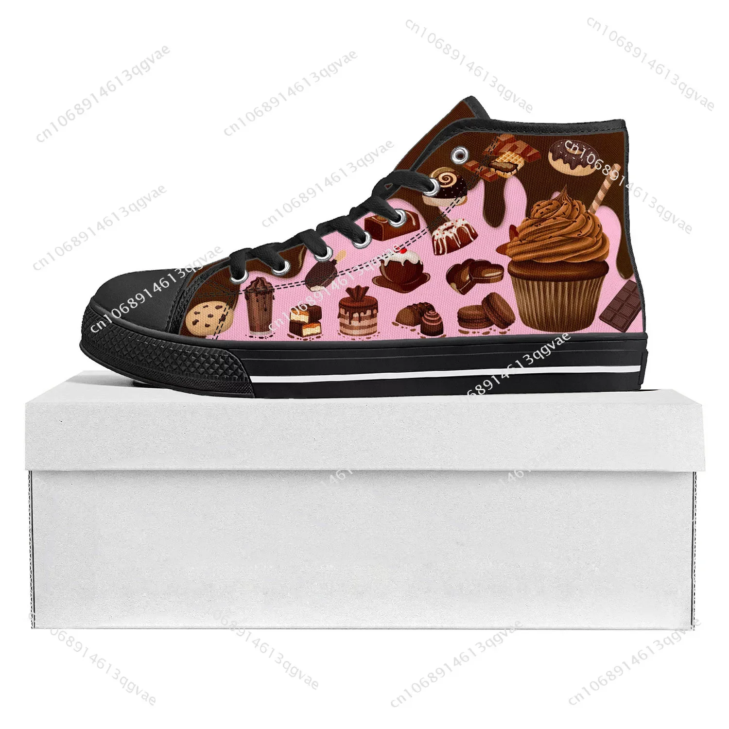 Cartoon Cake Chef High Top High Quality Sneakers Mens Womens Teenager Canvas Sneaker Casual Couple Shoes Custom Made Shoe Black