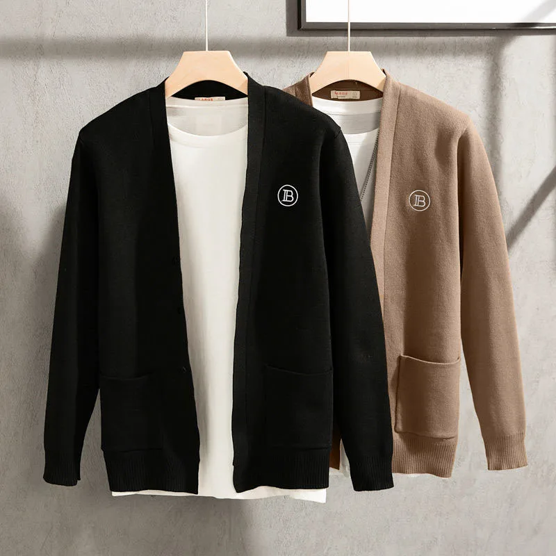 2023 New Spring and Autumn Fashion Trend Retro Lazy Style Versatile Casual Temperament Knitted Men's Sweater Cardigan Jacket