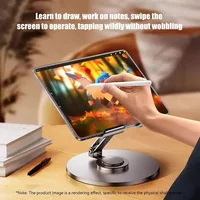 All-Metal Carbon Steel Tablet Stand, 360° Rotating Base Tablet Holder, Adjustable Tablet & Phone Stand, Multi-Functional