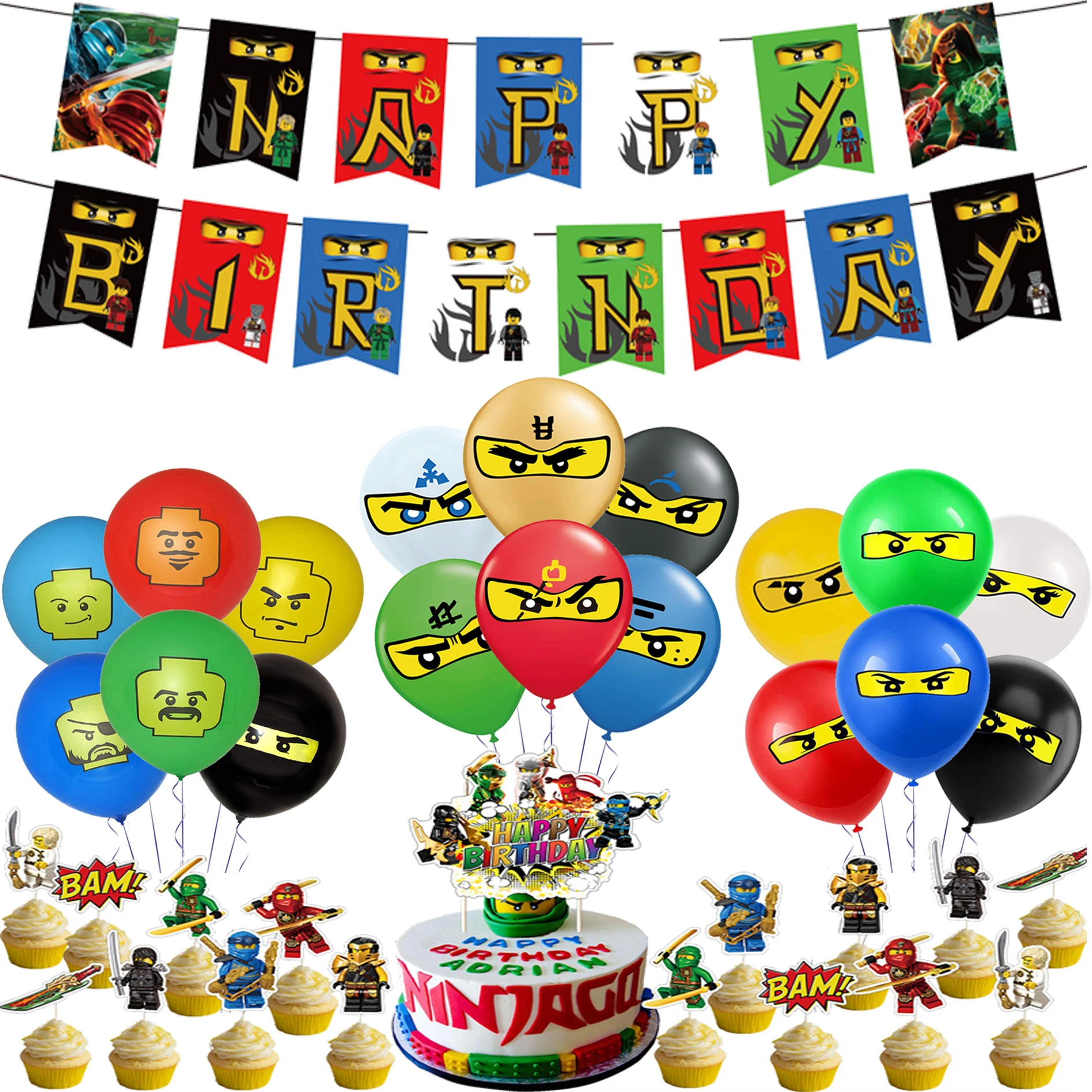 1 Ensemble De Ballons Ninja En Latex Lego Ninjagoed Banniere Joyeux Anniversaire Jeu De Fete Decoration De Heros Jouet Pour Garcon Et Enfant Ballons Et Accessoires Aliexpress