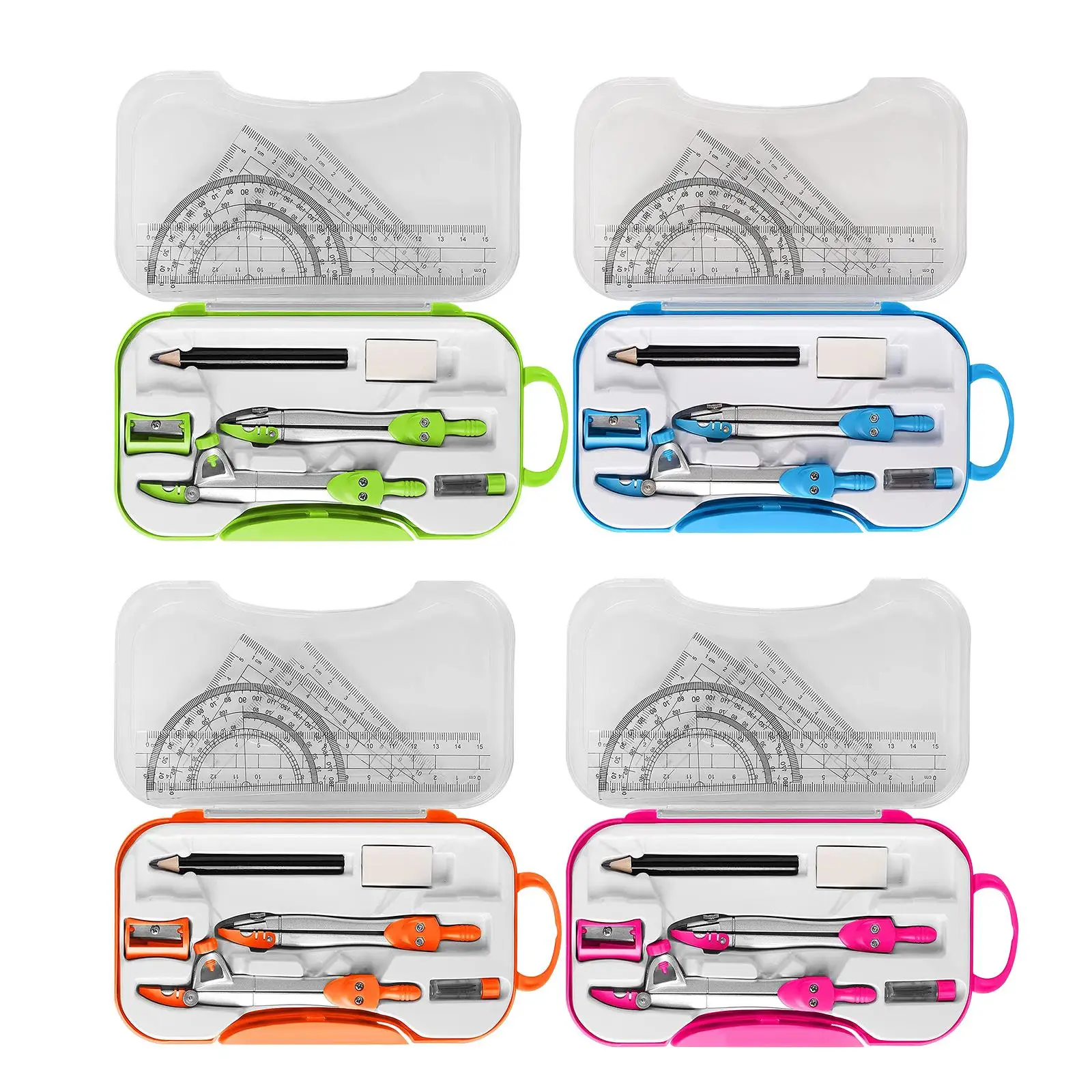 Kit Righello Con Squadre E Goniometro EBoot 13 Pezzi Set Geometria Righelli Compasso Con Goniometro Set Di Squadra Scuola Media - Foto 9
