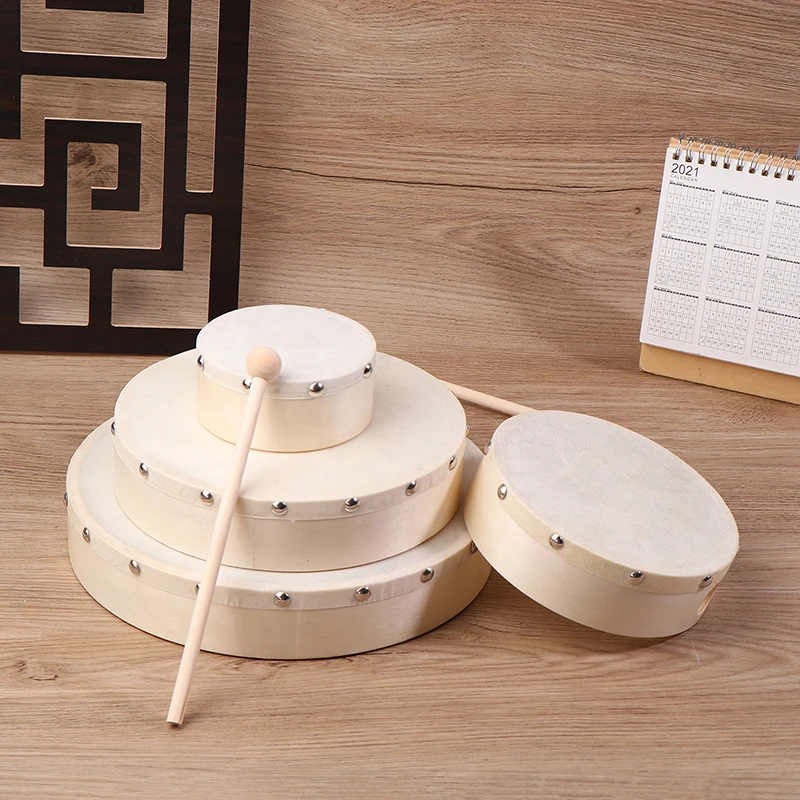 Musical Percussion Instruments Wooden Hand Drum Frame Drums 4/6/7/8/9/10 Inch Hand Drum Wood Drum With Stick Set Musical Game Kids Educational Toy Percussion Instrument