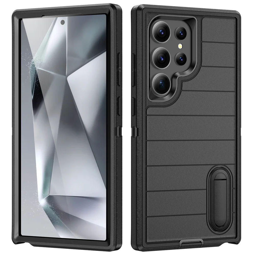 Nova capa de proteção híbrida 3 em 1 Defender para Samsung Galaxy S24 Ultra Kickstand Body Cover Funda S24Plus_voghion.com