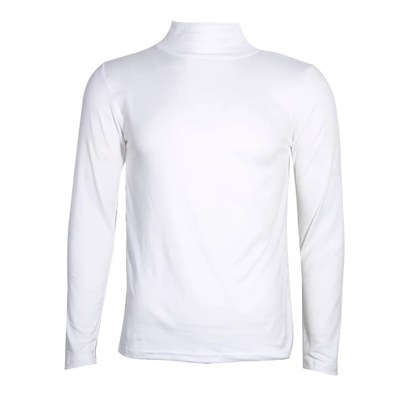 Men's High Neck T-shirts Fashion Solid Slim Long Sleeve T-shirt Male Long Sleeve Basic Bottoming Shirt Fashion Slim-Fit Tops - 3