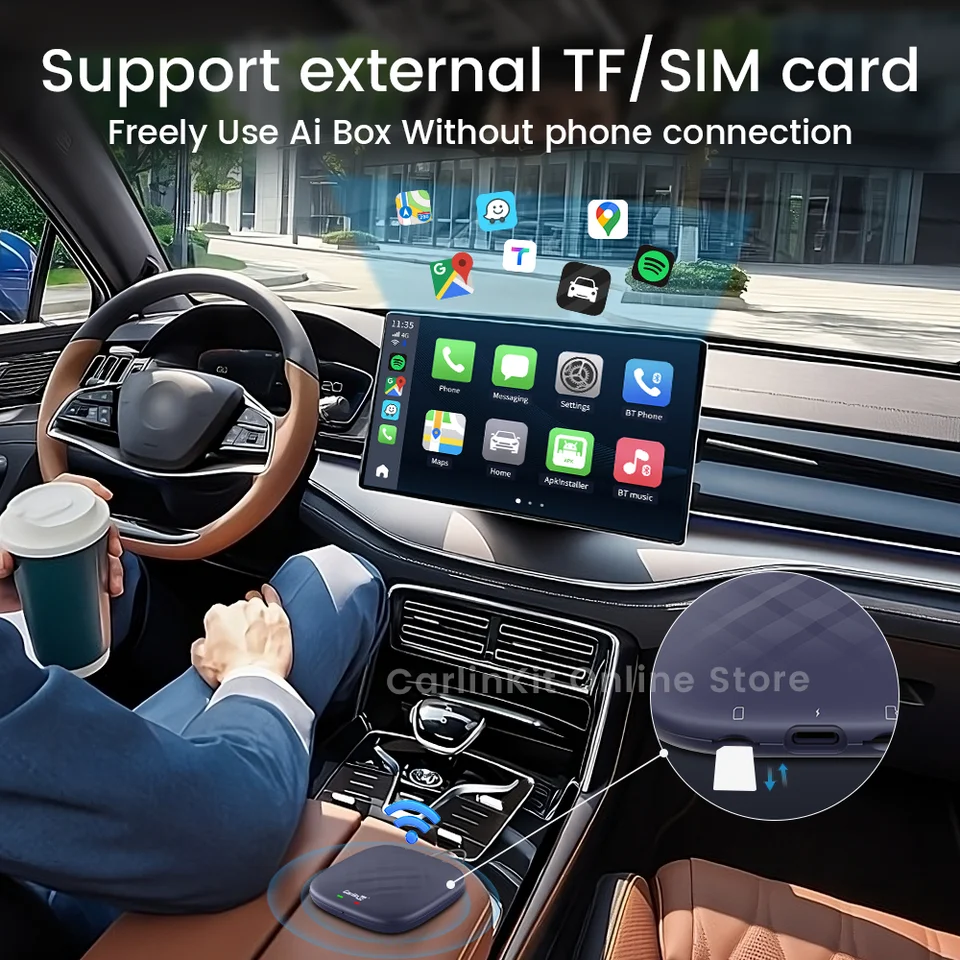 Carlinkit Android 13 Carplay Ai ボックス 8GB 128GB QCM6125 8 コア