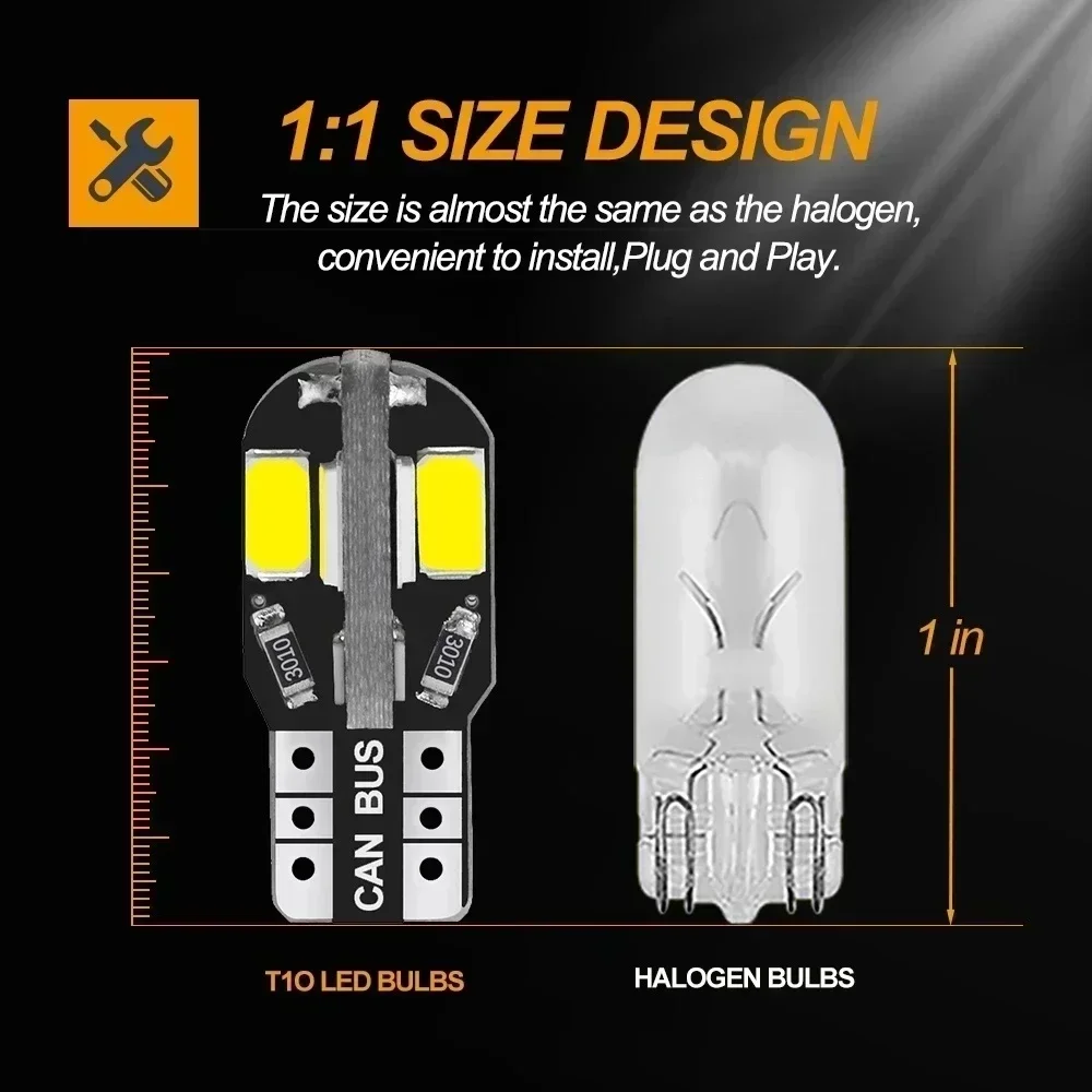 led Car Interior Bulb Canbus Error Free T10 White 5730 8SMD LED 12V Car Side Wedge Light White Lamp Auto Bulb Car Style 10PCS