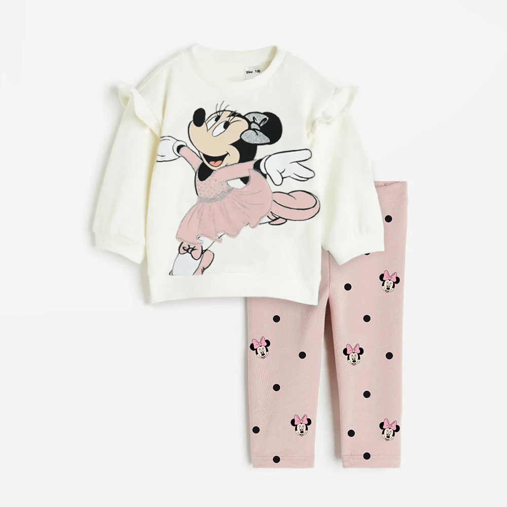 Kids Baby Girl Spring Autumn Clothes Sets Cute Minnie Print Sweatshirt+Pants 2Pcs Casual Long Sleeve Outfits 3