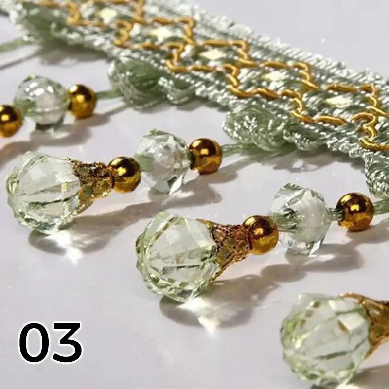 12 metri/lotto Nastro con frange e nappe, decorazione in pizzo con perline di cristallo per cucito, accessori per tende, decorazioni fai da te, forniture per cucito - immagine 5