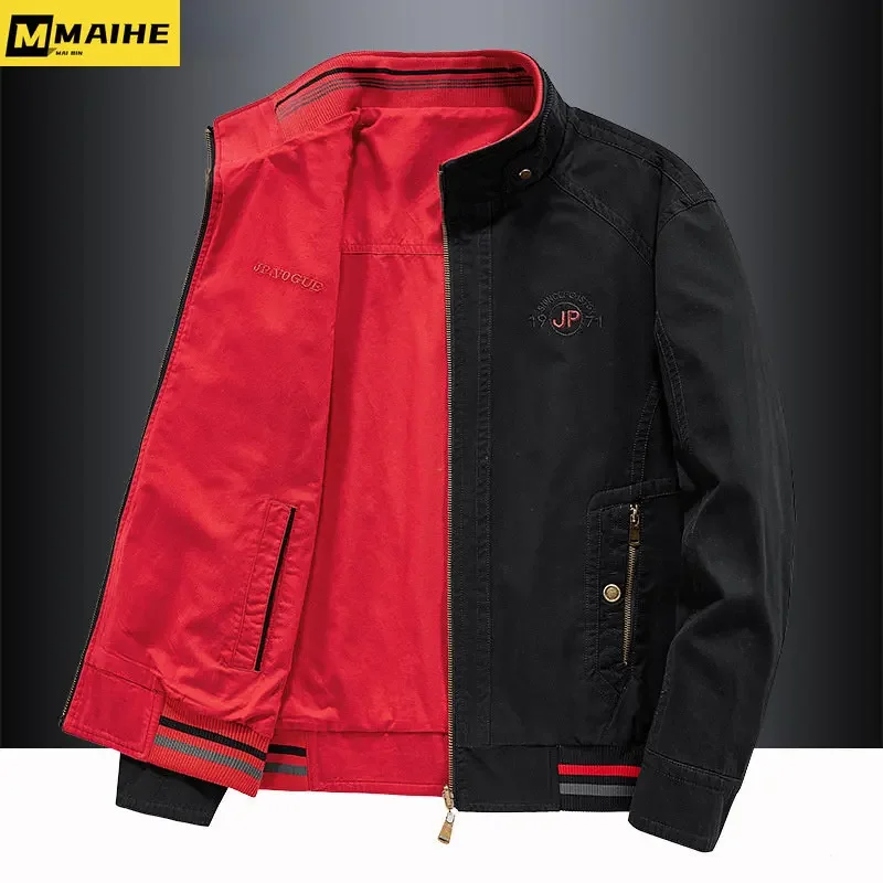 

Loose Large Size Clothing Sport Stand Collar Double Sided Jackets Retro Tactical Men's Bomber Jackets Business Casual Coats