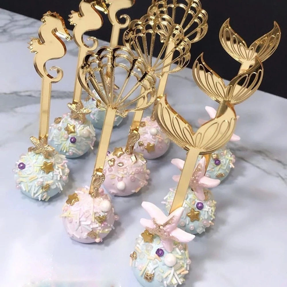 5Pcs Acrylic Ice Cream Sticks For Party Cake Decor