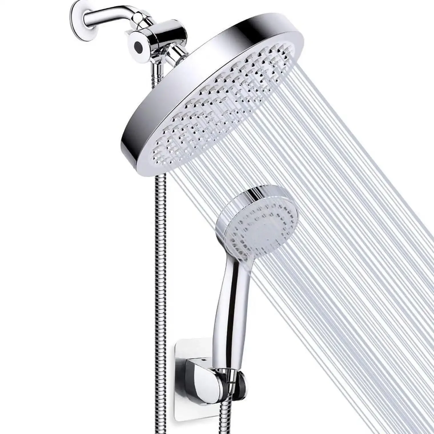 

AQwzh High Pressure Rainfall Shower Head/Handheld Combo, Luxury Modern Chrome Plated with 60'' Hose Anti-leak with Holder