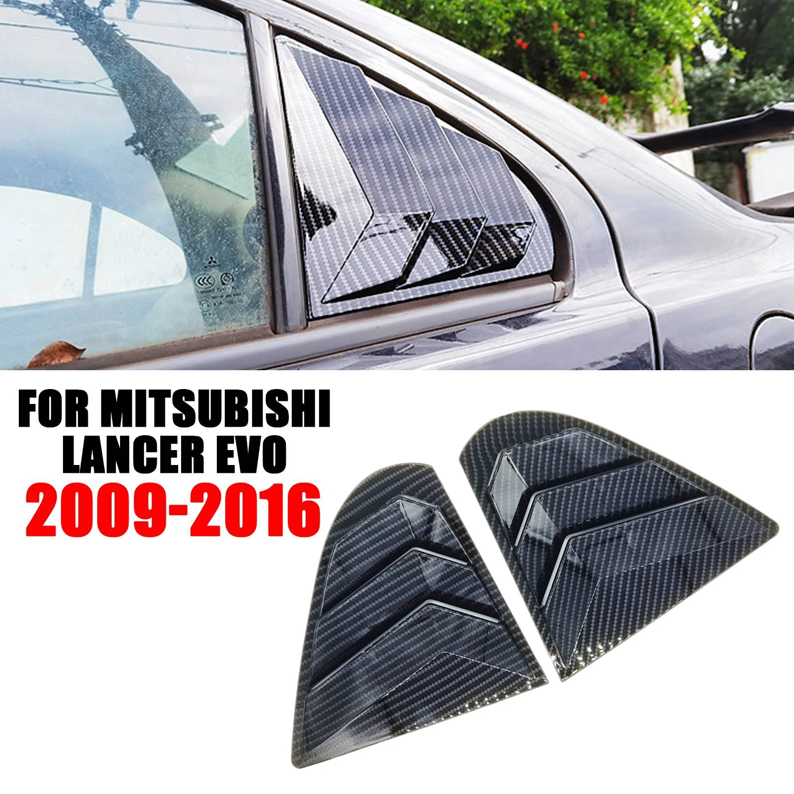 For Mitsubishi Lancer Evo 20092016 Carbon Fiber Quarter Window Louver