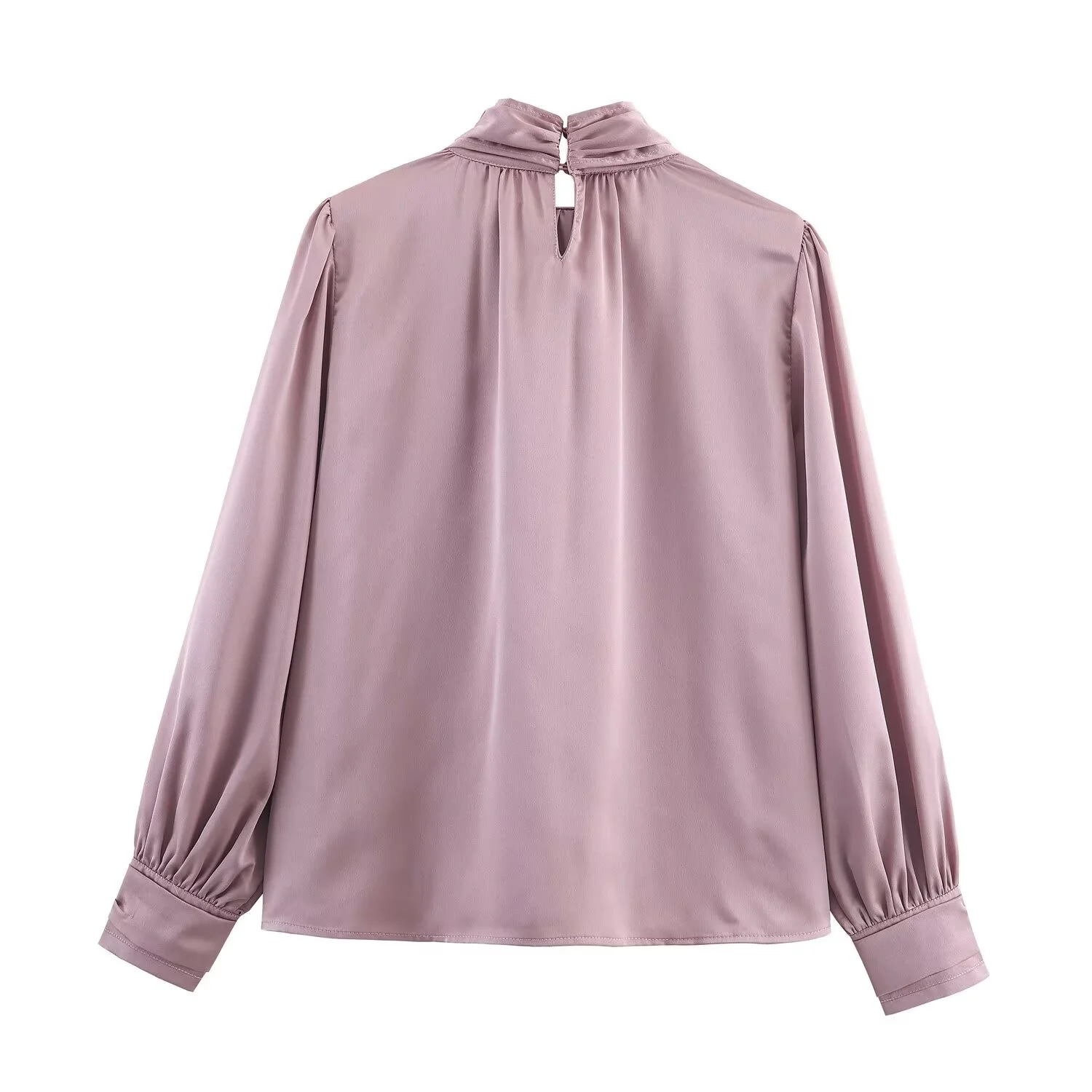 Women Bow Satin Blouse Female Long Sleeve Elegant Shirt Lady Lantern Sleeve Sweet Casual Commute Autumn Blouse-Shirts Solid Tops