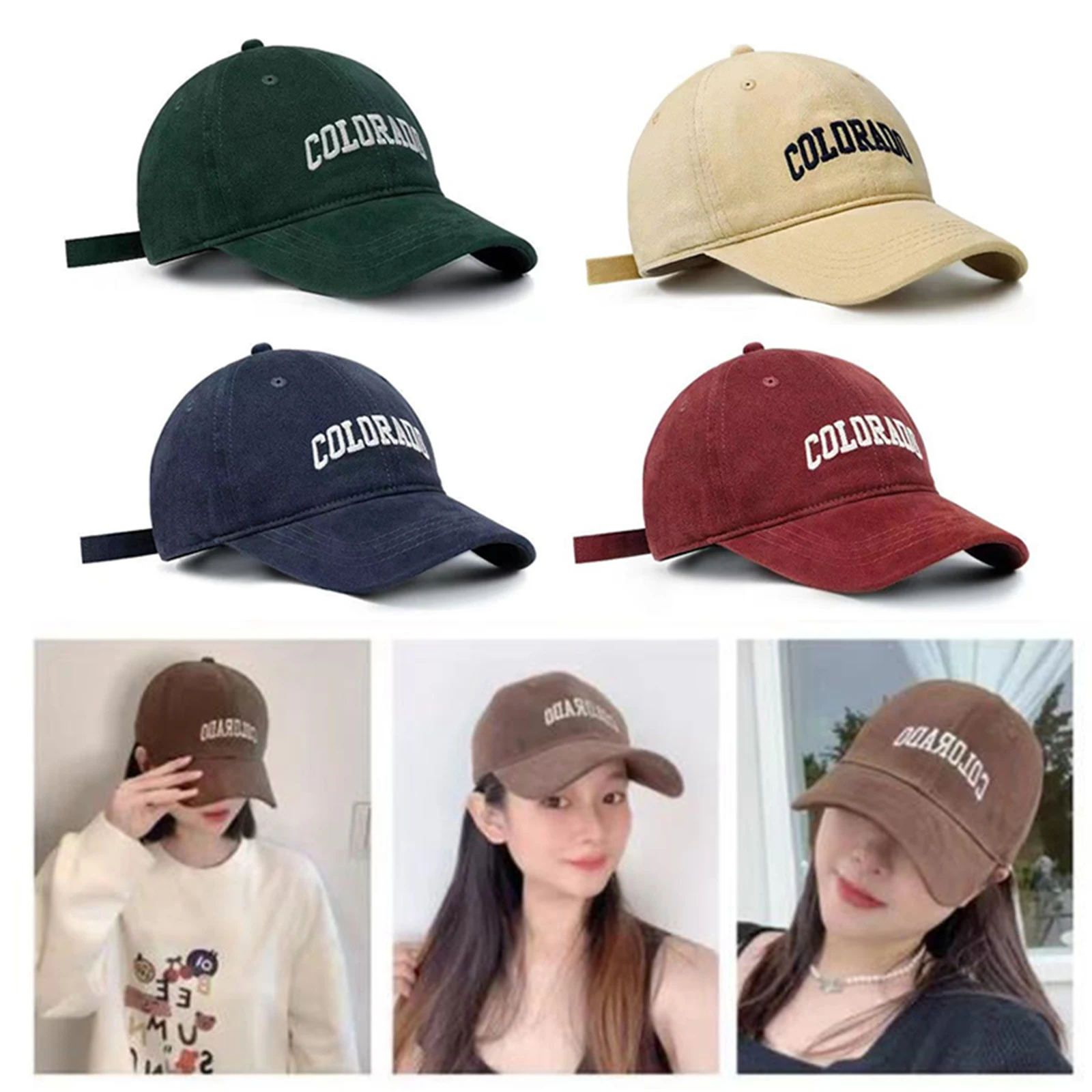 Vintage Letter Embroidered Corduroy Baseball Cap Candy Color