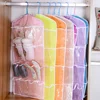 Hot 16 Pockets WardrobePockets Clear Hanging Bag Socks Bra Underwear Stationery Rack Hanger Storage Saving Space Tidy Organizer 5