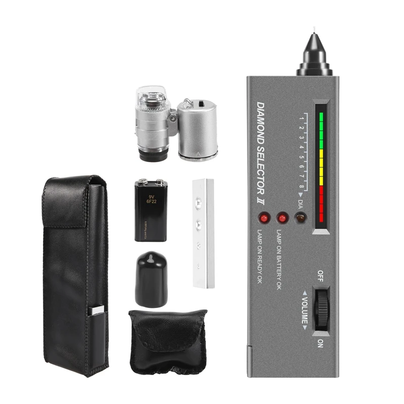Penna Tester Diamante, Tester Diamante Gioielli Ad Alta Precisione + Mini Ingrandimento Led 60X, Selettore Diamante Professionale